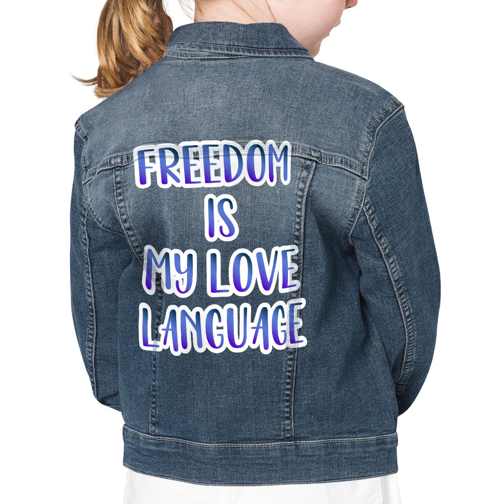 Freedom Kids' Denim Jacket - Cute Graphic Jean Jacket - Cool Design Denim Jacket for Kids