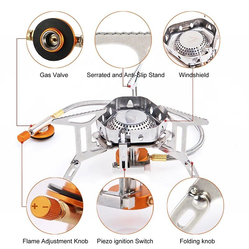 Compact Wind-Proof Camping Gas Burner for Outdoor Adventures