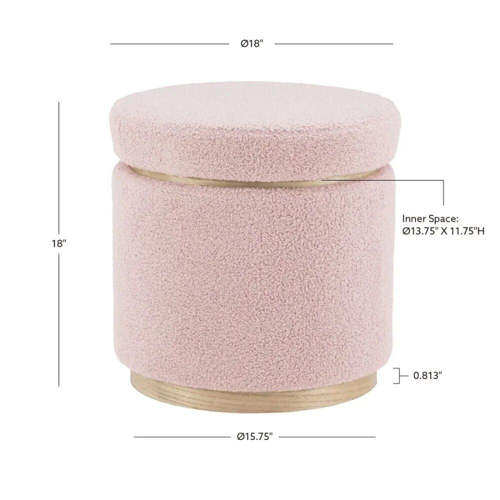 Versatile Blush Sherpa Storage Ottoman Stool