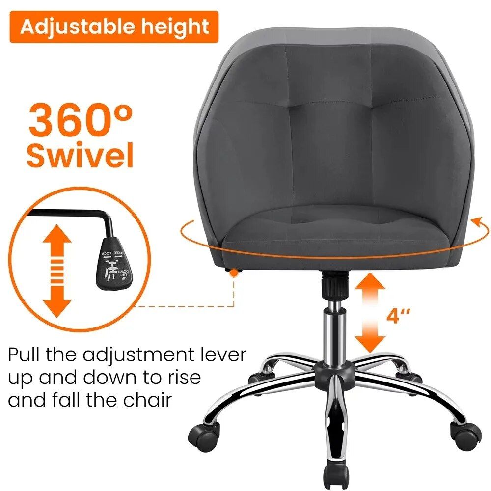 Modern Velvet Adjustable Swivel Office Chair