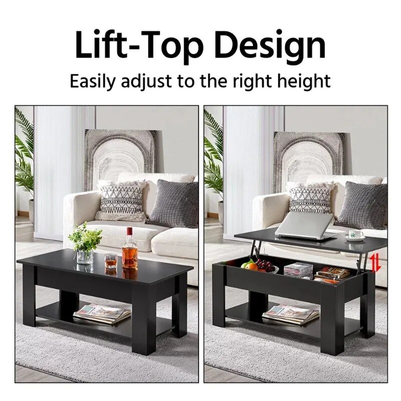 Sleek 38.6" Lift Top Coffee Table with Storage