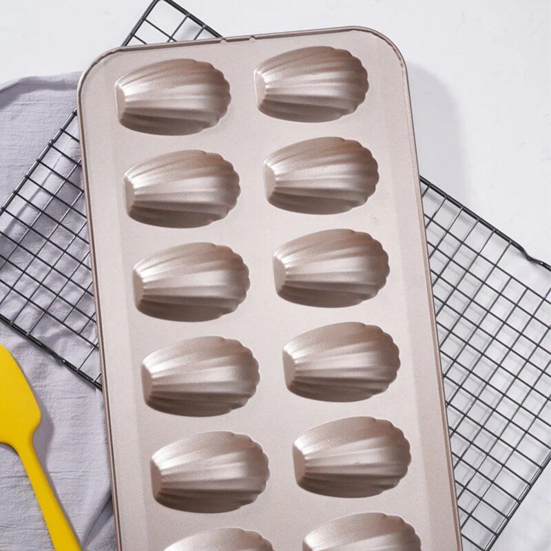 Deluxe Shell-Shaped 12-Grid Nonstick Baking Pan for Madeleines and Muffins