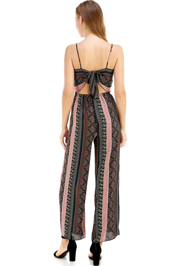 Ethnic Print Tie Back Tube Jumpsuit