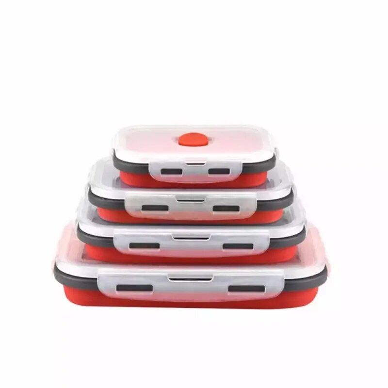 Eco-Friendly Silicone Collapsible Bento Box - 4 Piece Set, Microwavable & Freezer Safe