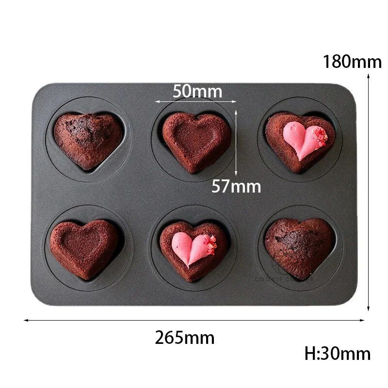 6-Cup Non-Stick Love Shaped Baking Mold