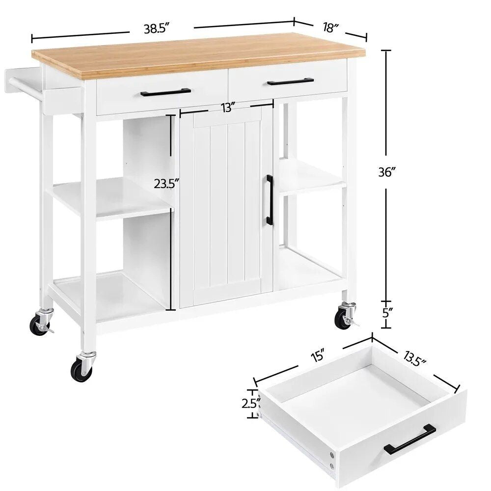 Versatile Mobile Kitchen Island Cart with Lockable Wheels and Storage