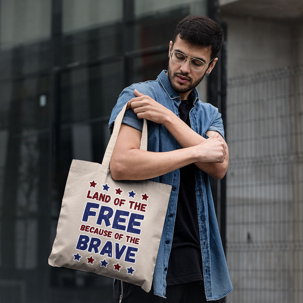 Land Of the Free Small Tote Bag - Patriotic Shopping Bag - Best Print Tote Bag