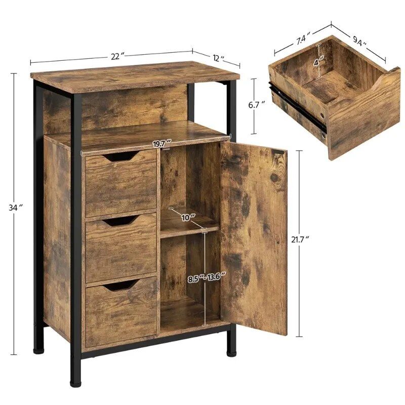 Versatile Wooden Storage Cabinet with Drawers & Shelves for Home Organization