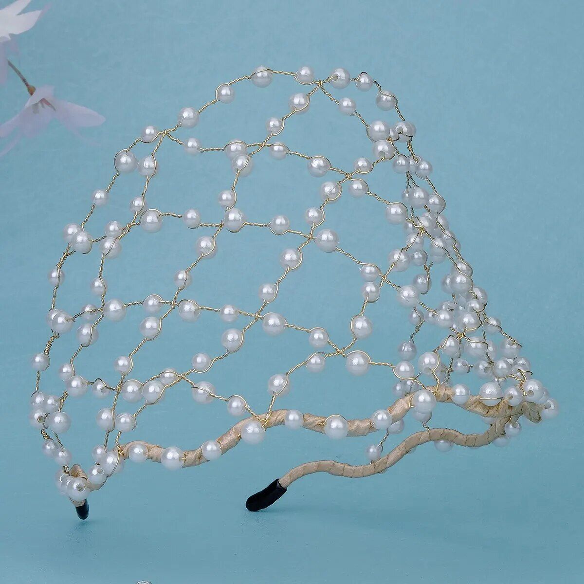 Elegant Pearl and Alloy Chain Net Headband