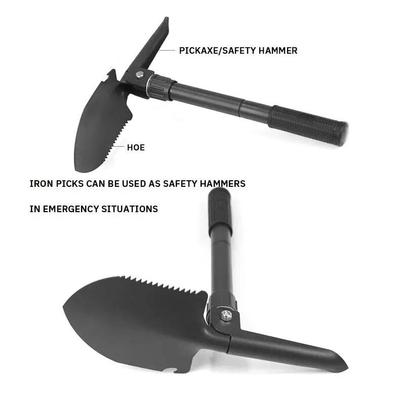 Compact Multipurpose Military-Grade Folding Shovel & Pickaxe for Outdoor Adventures