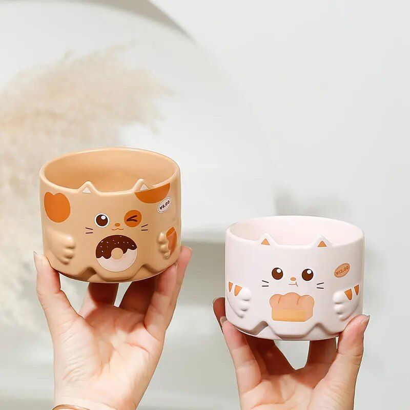 Ceramic Cat Ear Mug 300ML - Eco-Friendly Cartoon Porcelain Coffee Cup