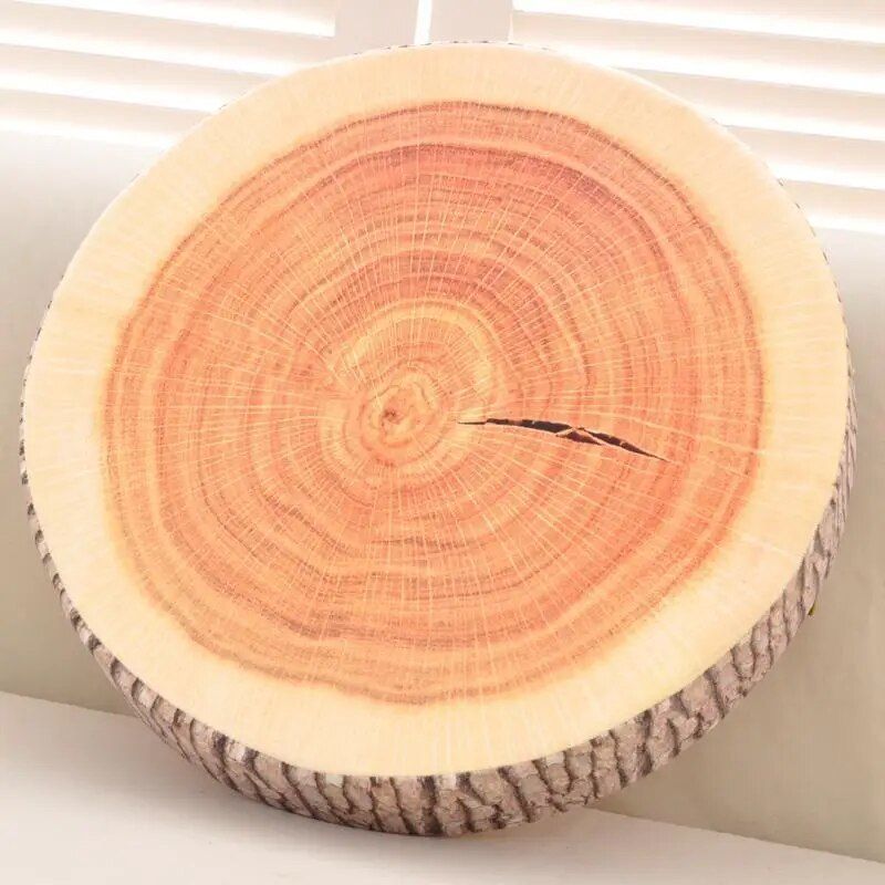 Nature-Inspired Plush Tree Stump Pillow