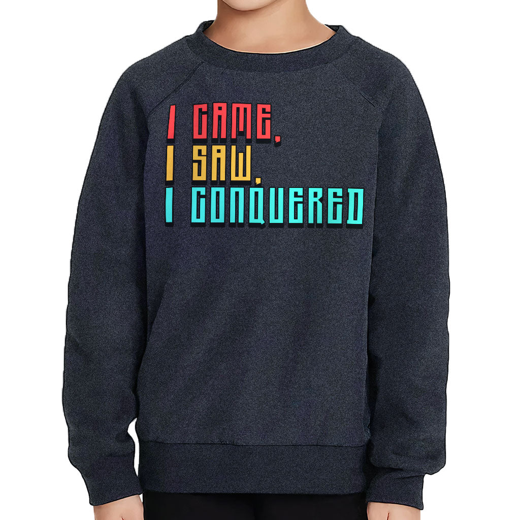 I Came I Saw I Conquered Toddler Raglan Sweatshirt - Cool Sponge Fleece Sweatshirt - Best Selling Kids' Sweatshirt