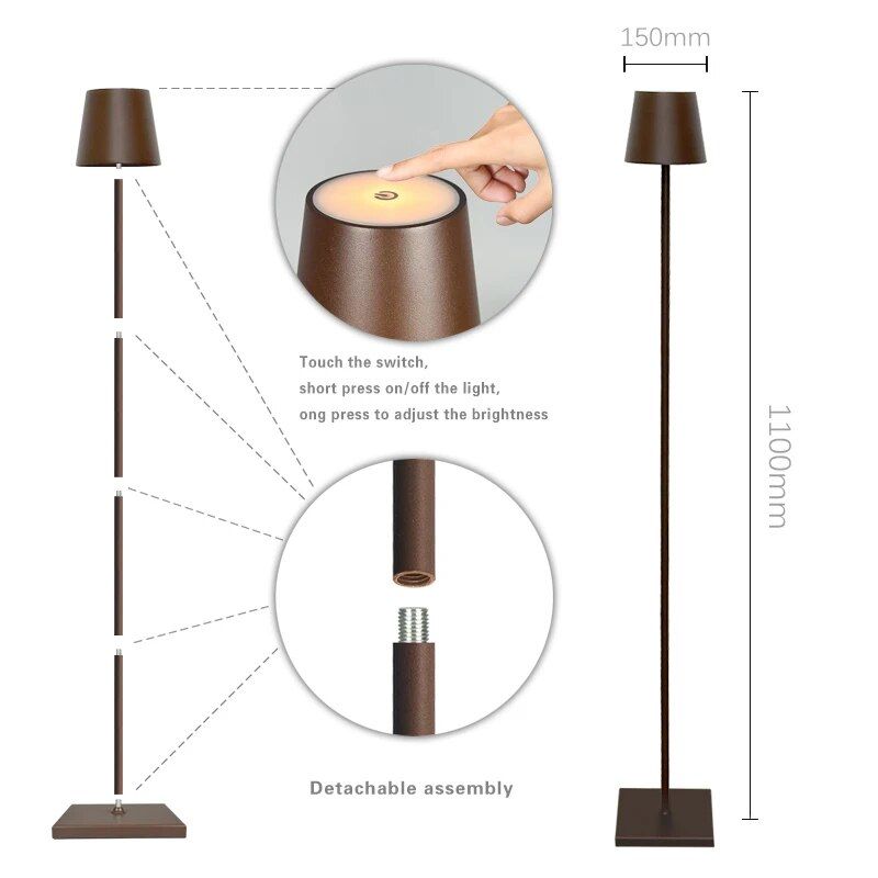 Rechargeable Cordless Floor Lamp - Waterproof, Portable, Outdoor LED Light