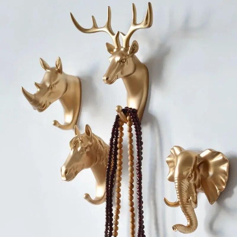 Charming Animal Head Wall Hooks - Decorative Storage for Home and Bathroom