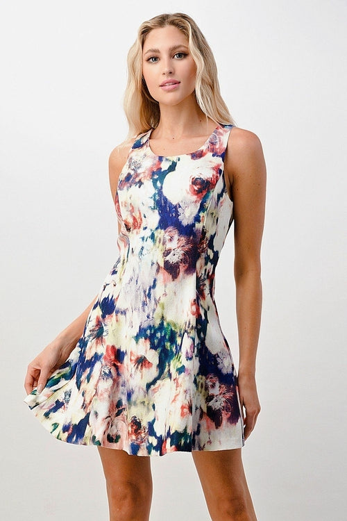 Oil Painting Floral Printed Fashion Dress