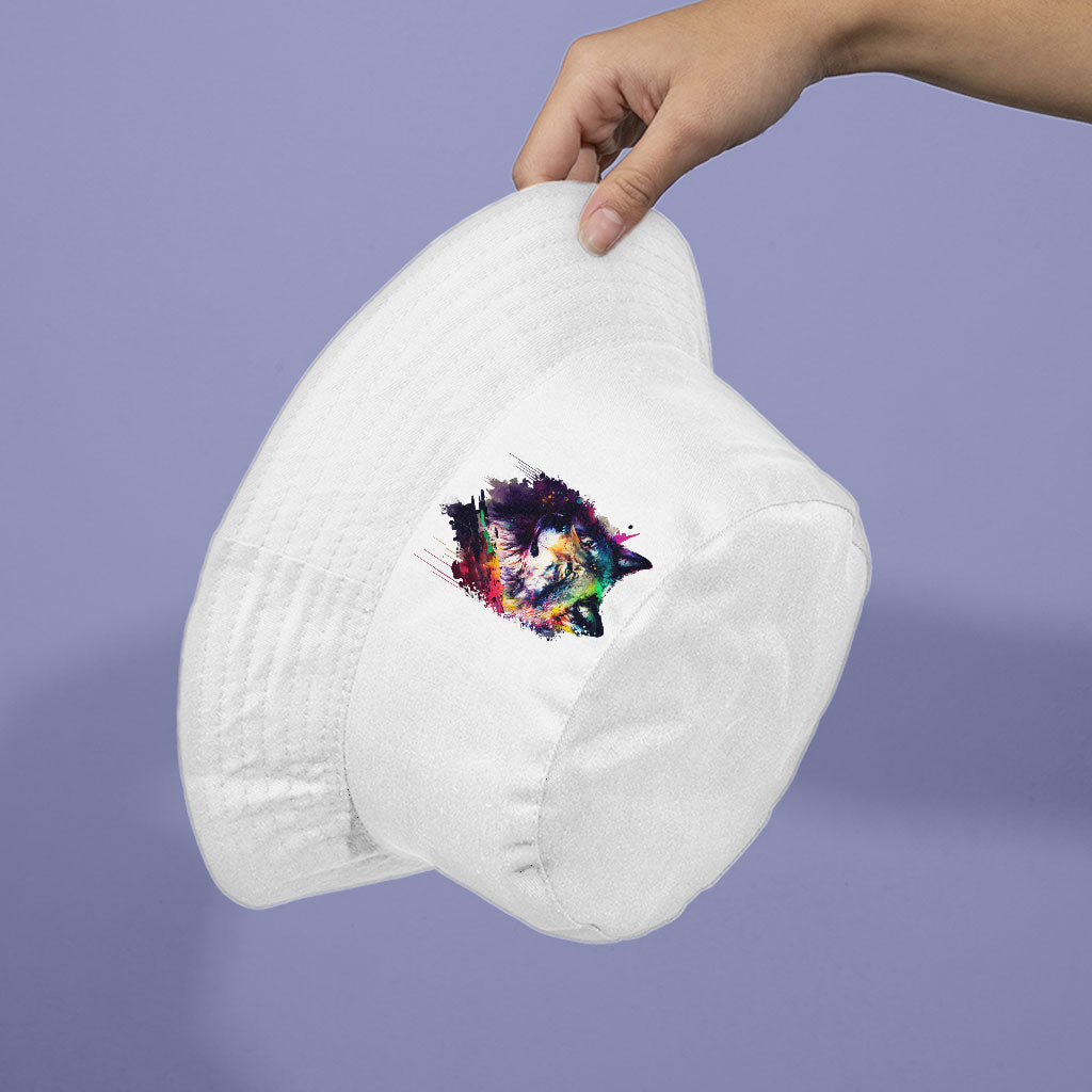 Colorful Wolf Bucket Hat - Cool Art Hat - Printed Bucket Hat