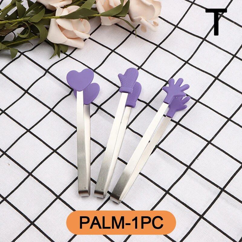 Creative Small Palm Heart Silicone Food Tongs