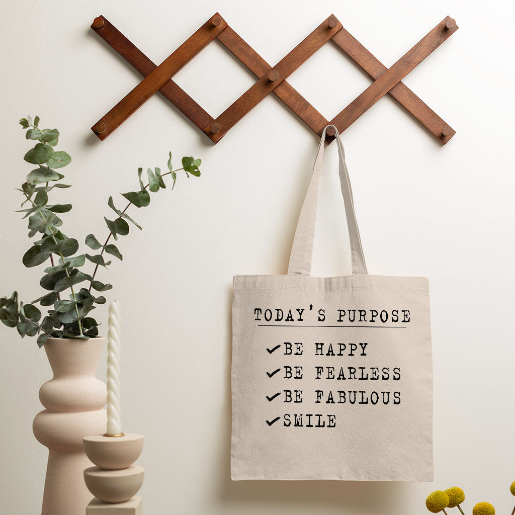 Today's Purpose Small Tote Bag - Quote Shopping Bag - Graphic Tote Bag