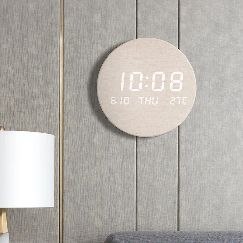 Modern Nordic-Style LED Digital Wall Clock with Temperature Display