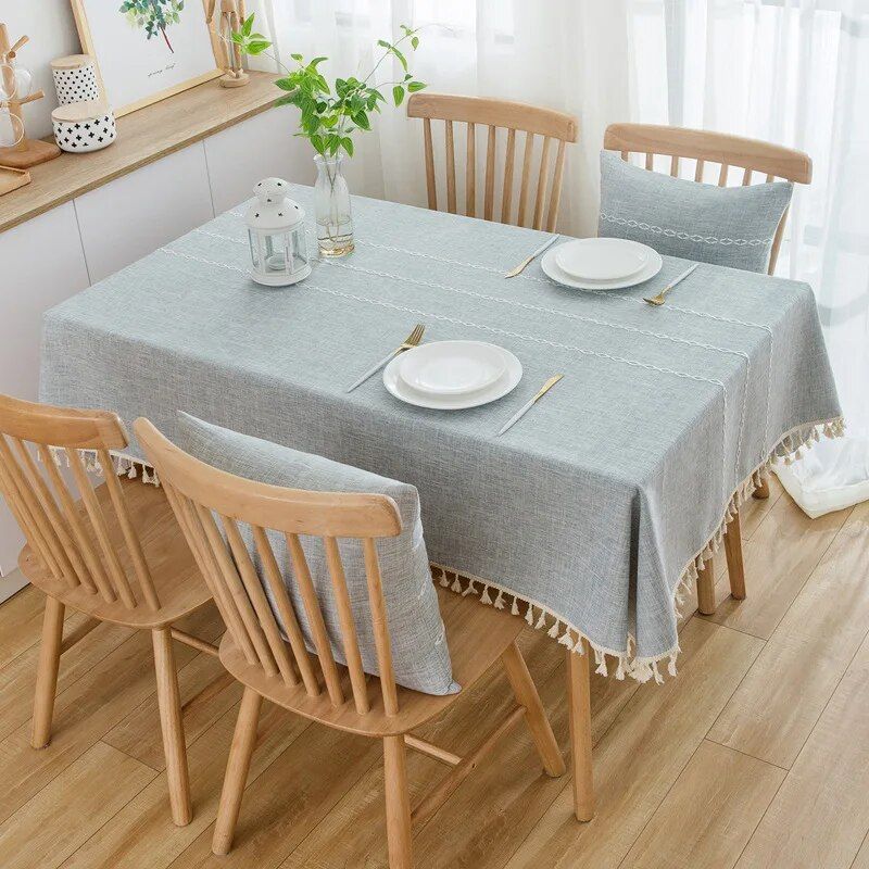 Elegant Tassel-Stitched Polyester Tablecloth