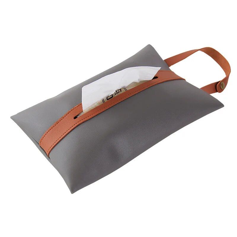 Elegant PU Leather Hanging Tissue Holder for Home and Car