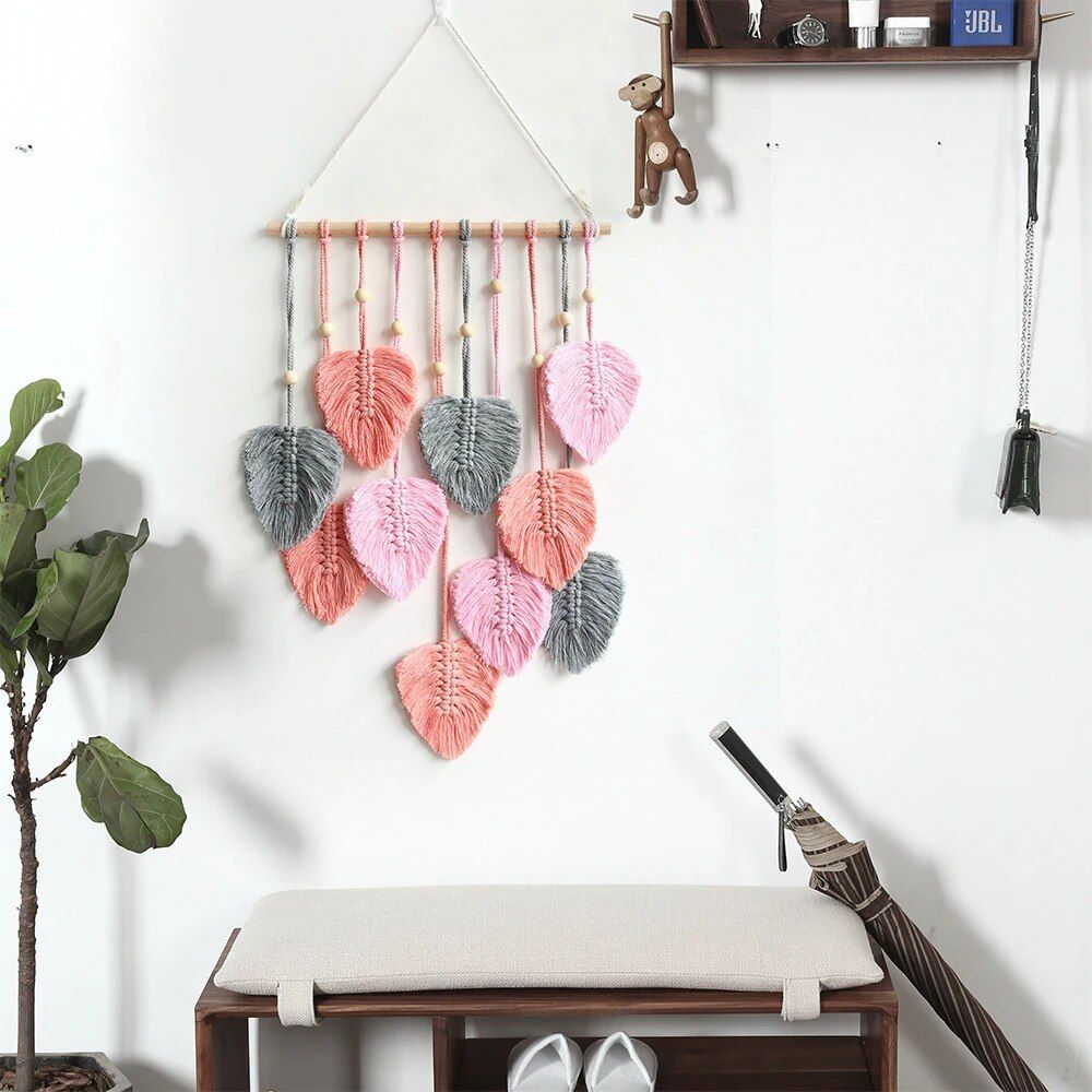 Handcrafted Bohemian Leaf Macrame Wall Hanging