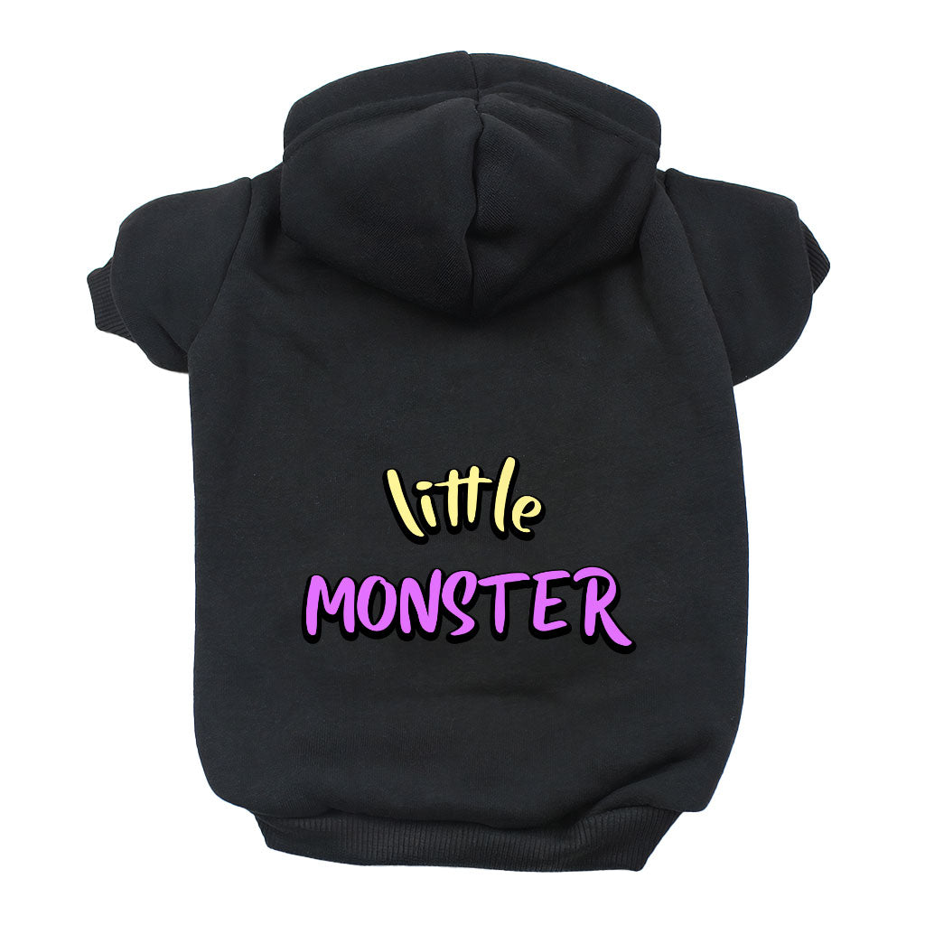 Little Monster Dog Hoodie - Unique Dog Coat - Word Print Dog Clothing