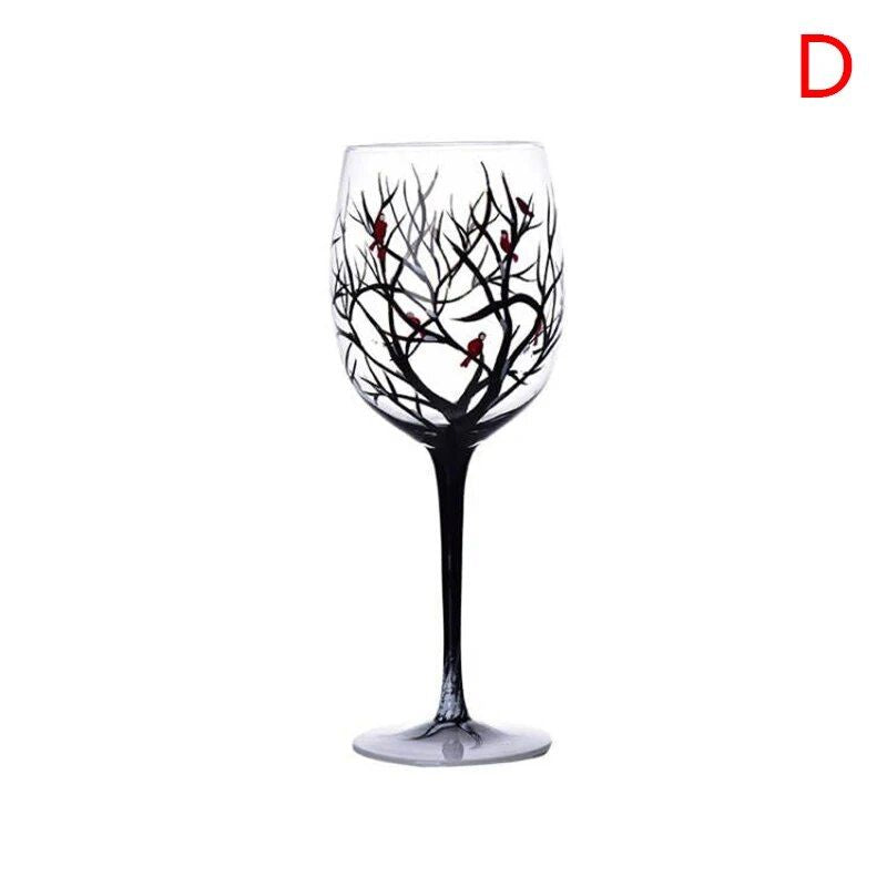 Enchanted Seasons Glass Goblet - Artistic Tree Design Wine Glass for Special Occasions