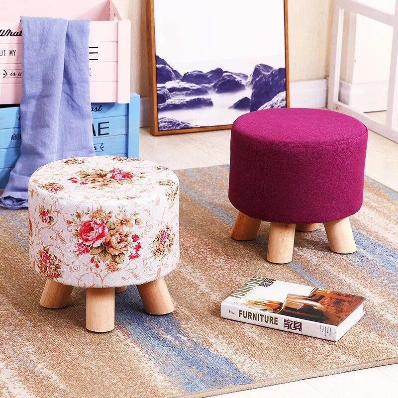 Charming Countryside Round Wood Stool