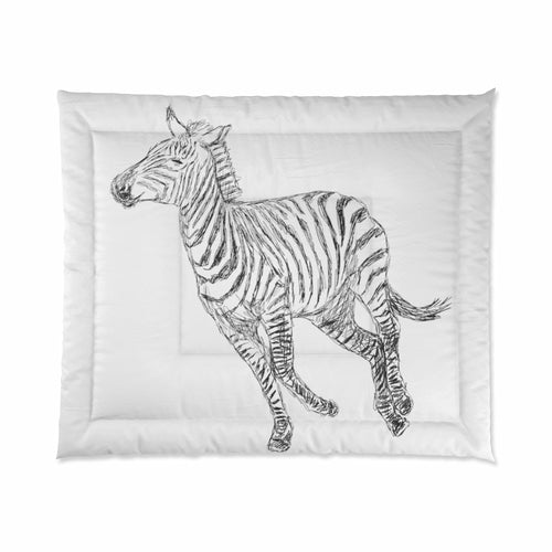 Home Decor, Comforter - King/Queen/Twin, Galloping Zebra Line Art