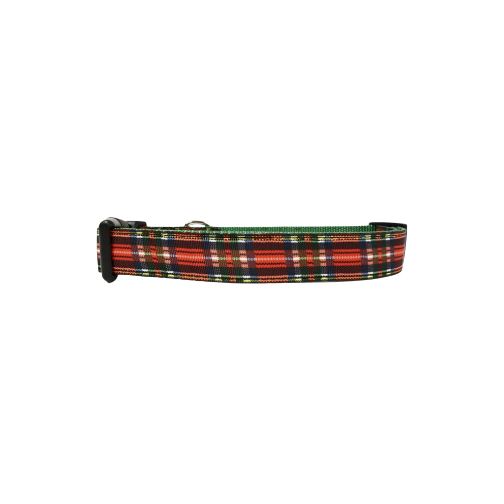 Red Plaid Christmas Dog Collar - Medium