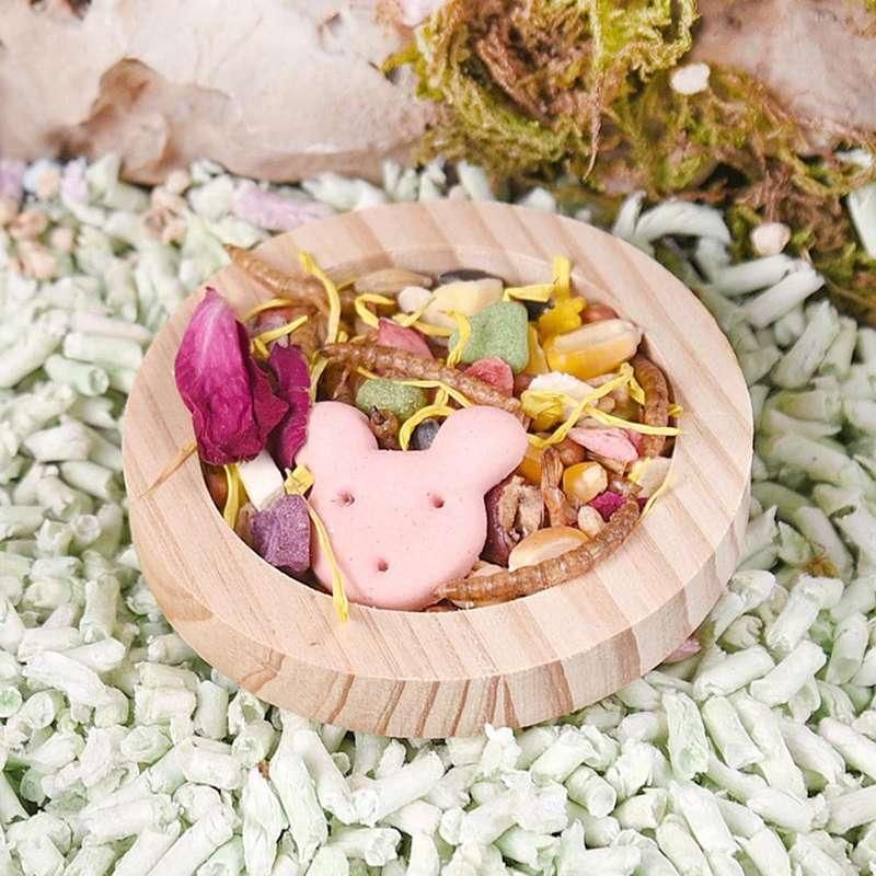 Charming Wooden Pet Food Bowl for Small Animals