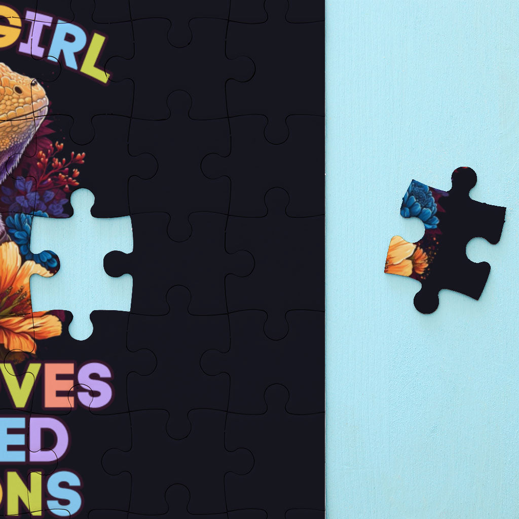 Bearded Dragon Puzzles - Girl Print Jigsaw Puzzle - Floral Design Puzzles