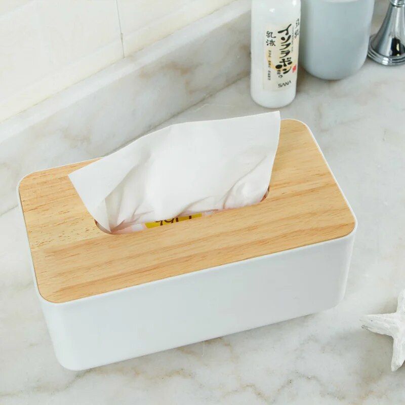 Elegant Japanese-Style Wooden Tissue Box Cover - Home & Car Napkin Dispenser