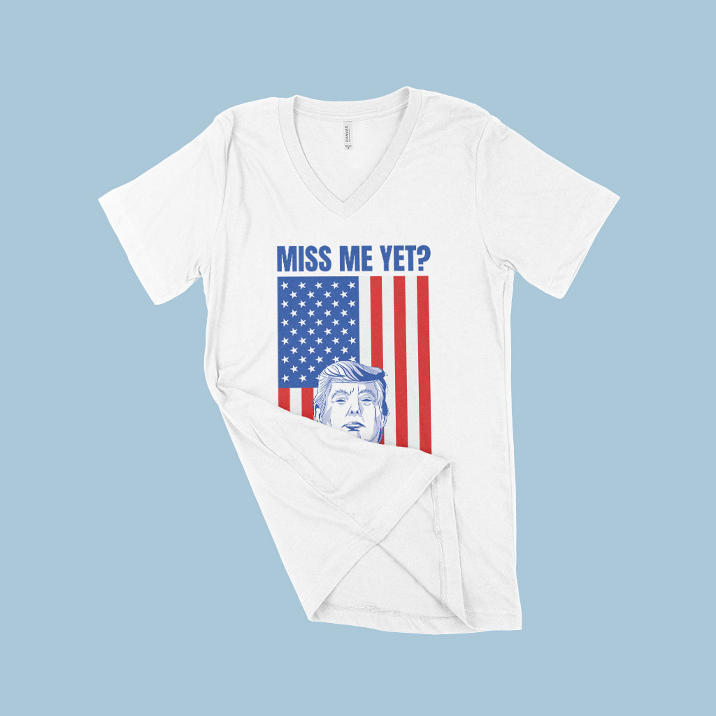 V-Neck Donald J Trump T-Shirt - Trump Flag T-Shirt