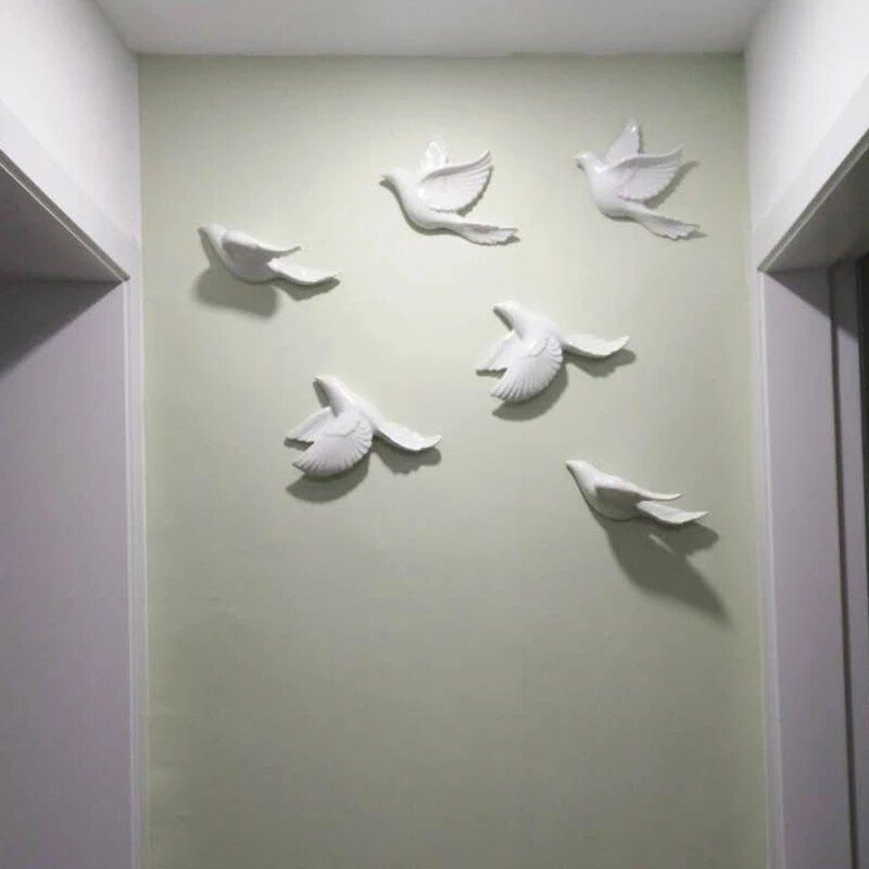 Modern Ceramic Pigeon Wall Art: Trio Set for Living Room and Bedroom Decor