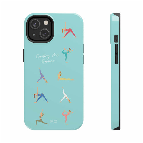 Yoga Poses Blue Tough Case for iPhone with Wireless Charging