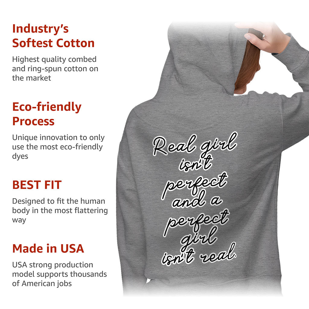 Real Girl Isn't Perfect Women's Zip Hoodie - Themed Hooded Sweatshirt - Best Design Hoodie