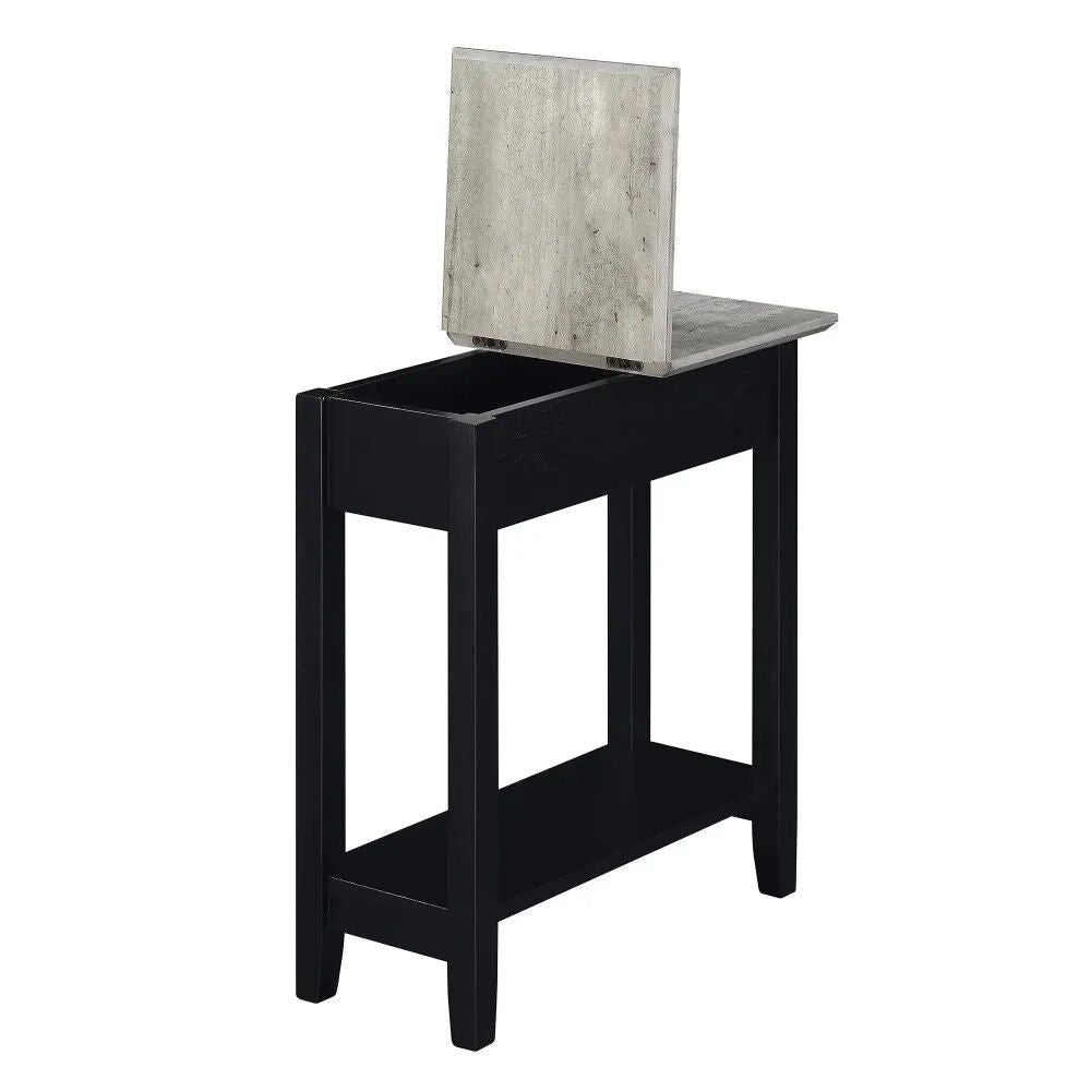 Modern Minimalist Flip Top End Table with Storage Shelf