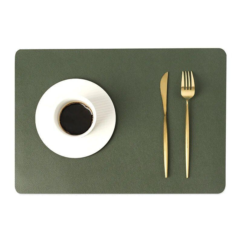 Elegant Double-Sided Leather Table Mat - Waterproof, Heat-Resistant Placemat for Dining Elegance