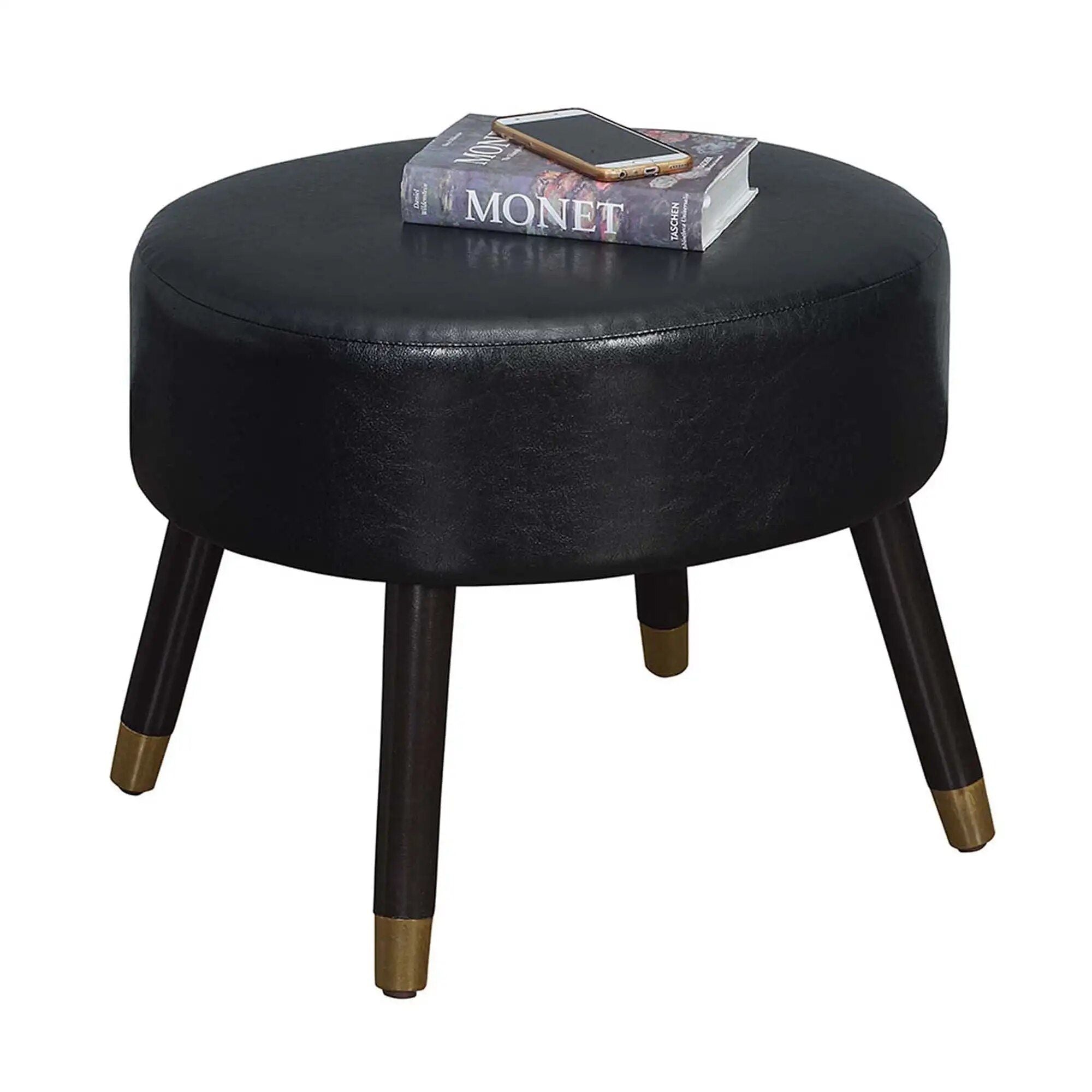 Mid-Century Modern Oval Ottoman Stool with Padded Seat