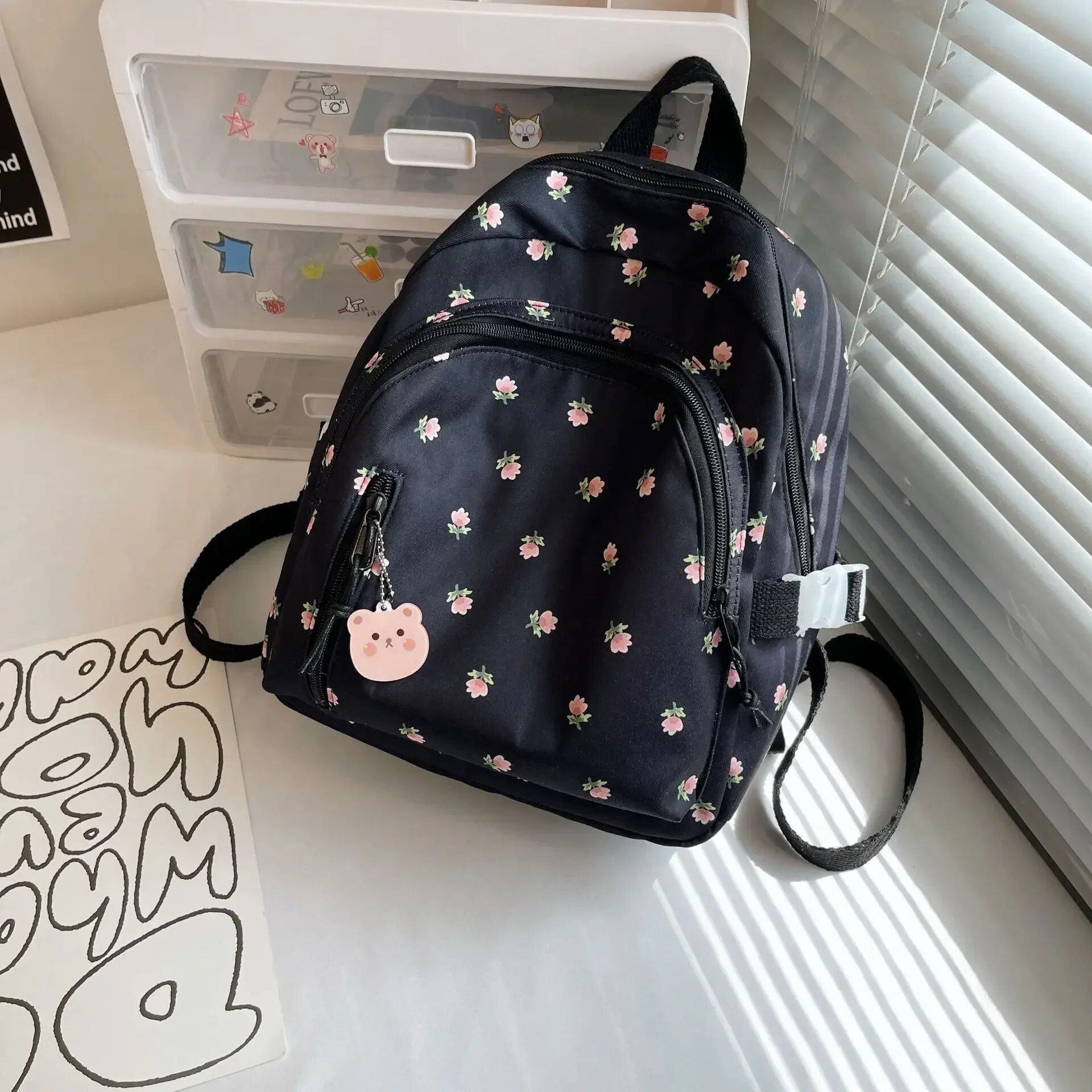 Chic Japanese Floral Mini Backpack