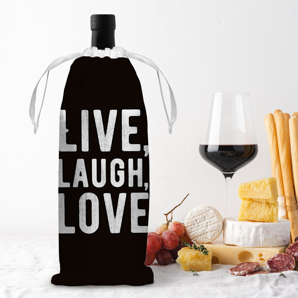 Live Laugh Love Wine Tote Bag - Trendy Wine Tote Bag - Cool Wine Tote Bag