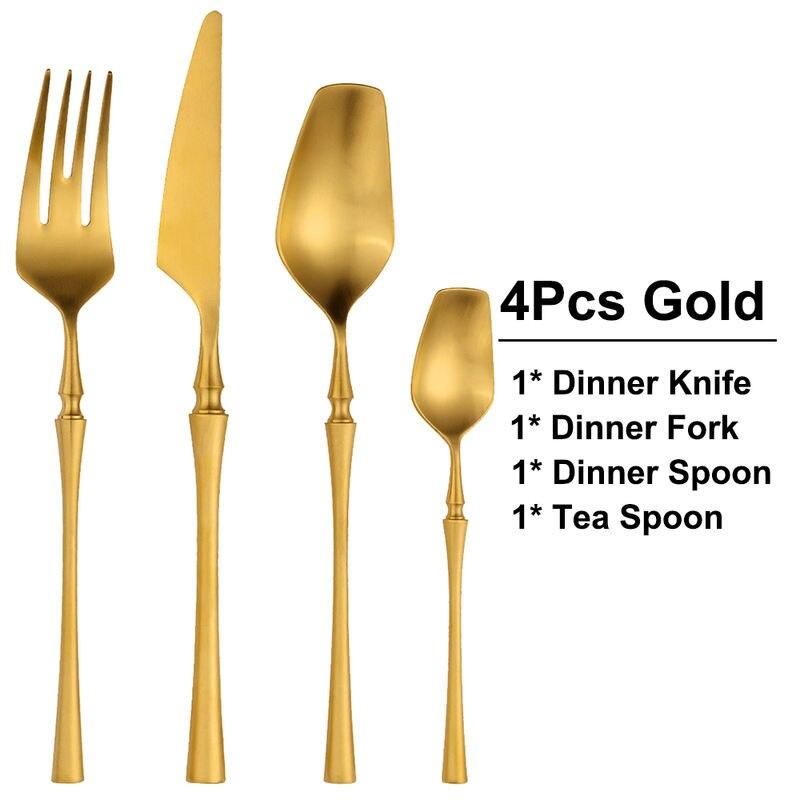 Elegant 24-Piece Gold Stainless Steel Cutlery Set