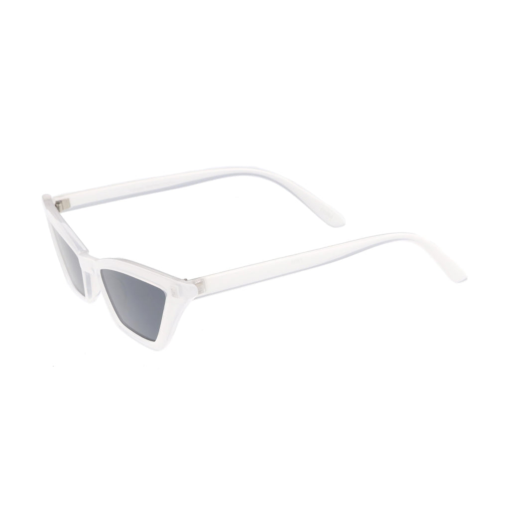 White & Smoke Retro Thin Cat-Eye Sunglasses