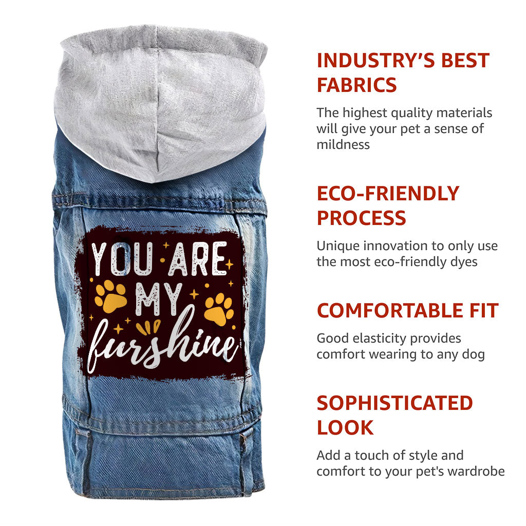 Cute Quote Dog Denim Jacket - Furshine Dog Denim Coat - Text Design Dog Clothing