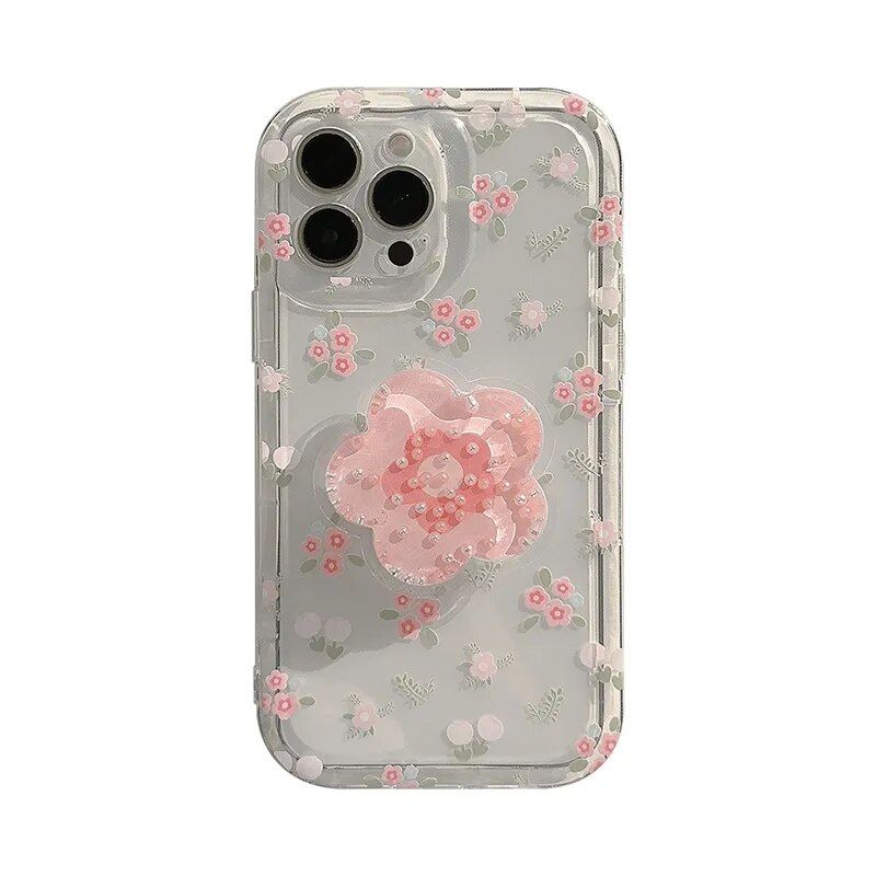 Quicksand Pink Flower Holder iPhone Case