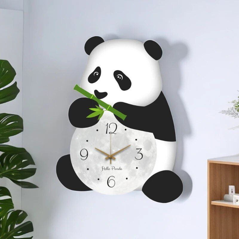 Creative Panda Bamboo Wall Clock