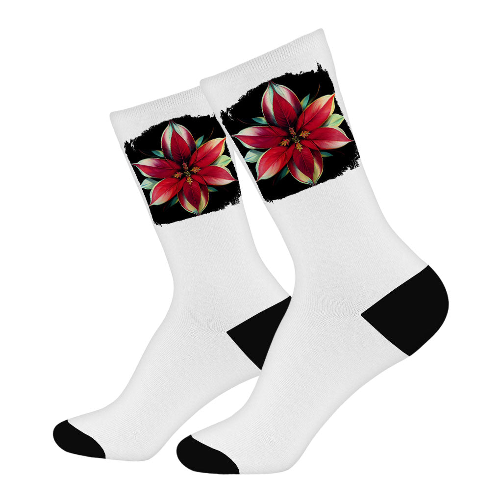 Plant Graphic Socks - Flower Novelty Socks - Beautiful Crew Socks